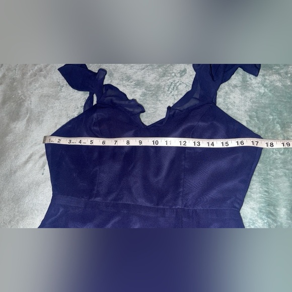 Lulus Sweetest Entrance Navy Blue Ruffled Tie-Back Maxi Dress Small NWT - Picture 8 of 11